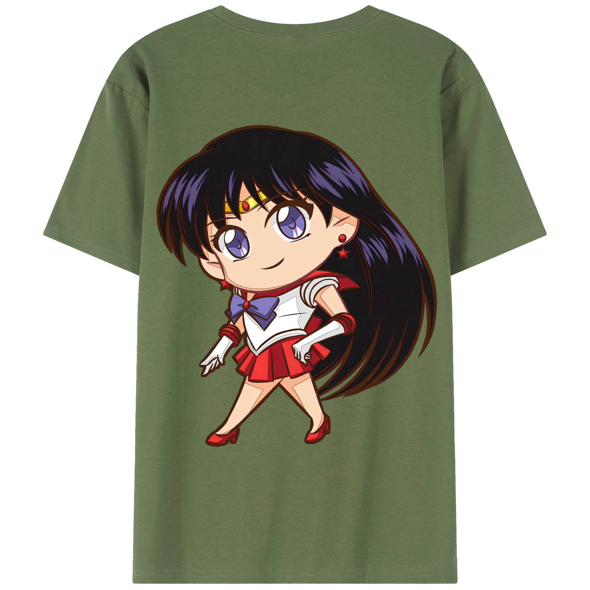 （画像用） 美少女戦士セーラームーン 火野レイ ひの レイ Sailor Moon Hino Rei （セーラーマーズ,Sailor Mars） 綿100％ メンズ半袖Tシャツ（バックプリント） 通気性